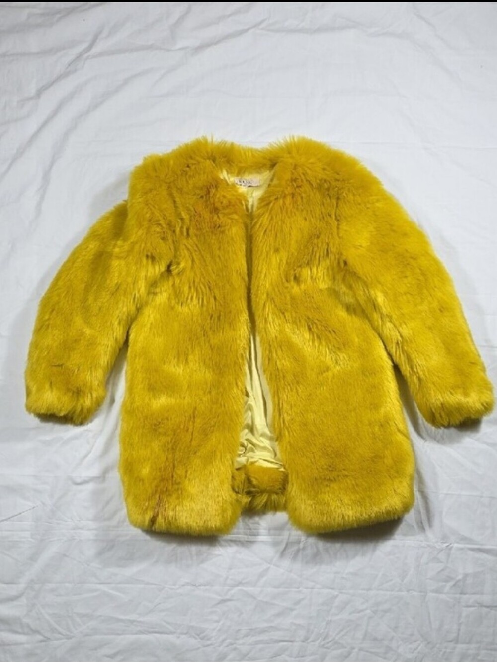House of CB Bright Yellow Faux Fur Teddy Jacket - Picture 3 of 7
